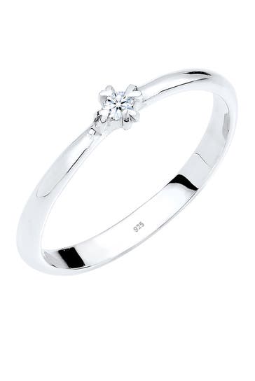 ELLI DIAMONDS Ring Solitär Verlobung Diamant 0.03 ct. 925 Silber Weiß