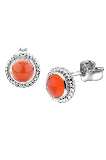 NENALINA Ohrringe Karneol Geburtsstein Juli Trend 925 Silber Orange