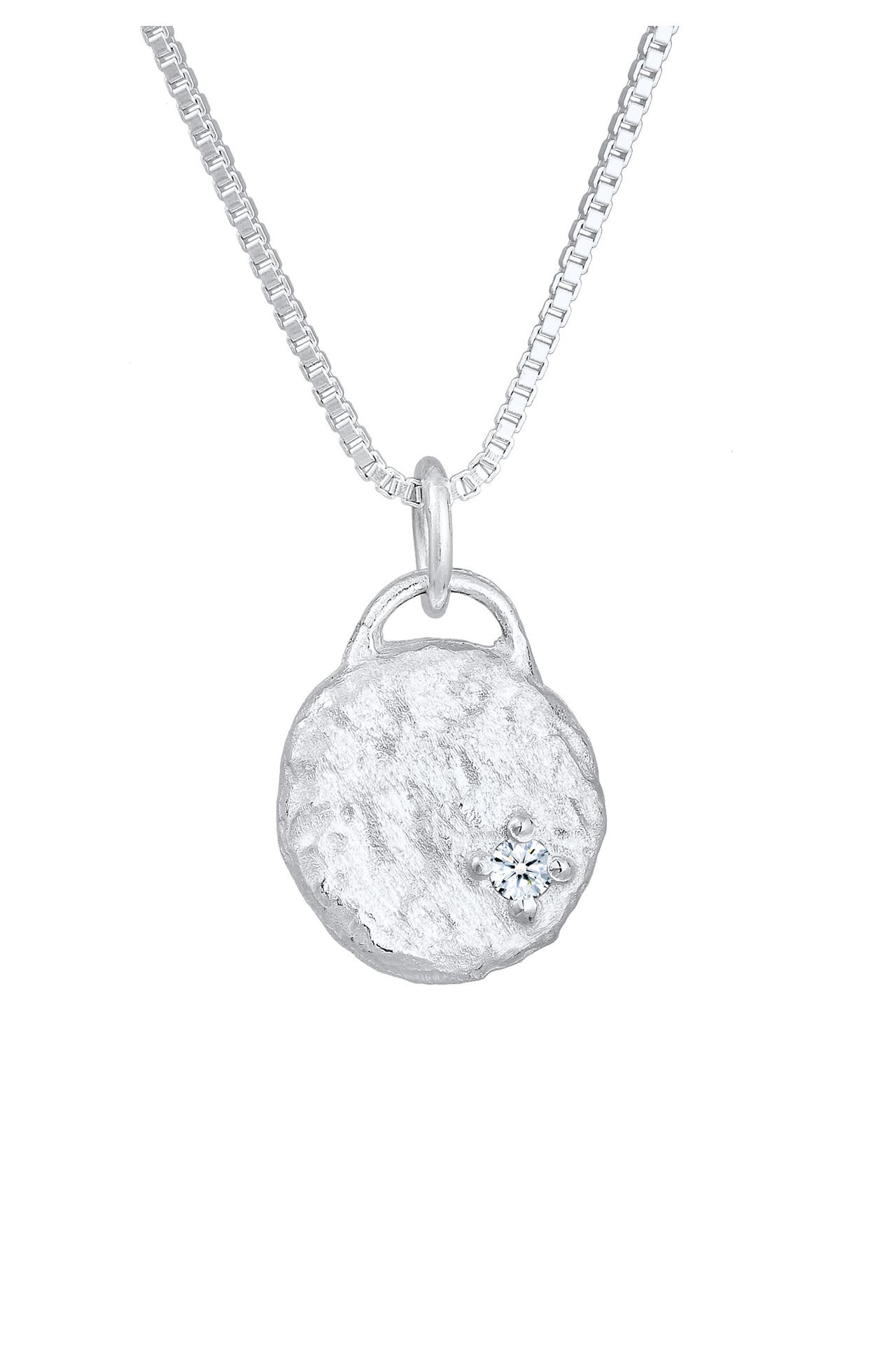 ELLI DIAMONDS Kette Diamant (0.03 ct) Plättchen Vintage 925 Silber Silber, Bild 1