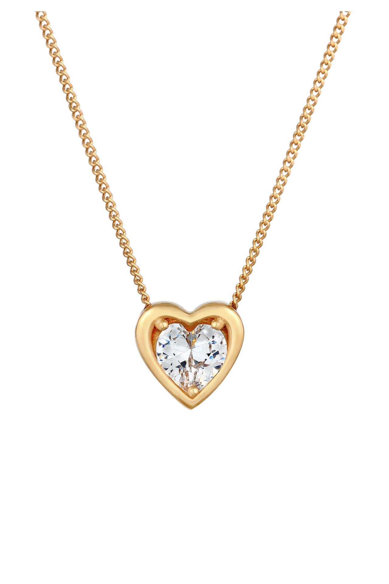 ELLI Kette Anhänger mit Herz Love Zirkonia 925 Silber Gold, Bild 1