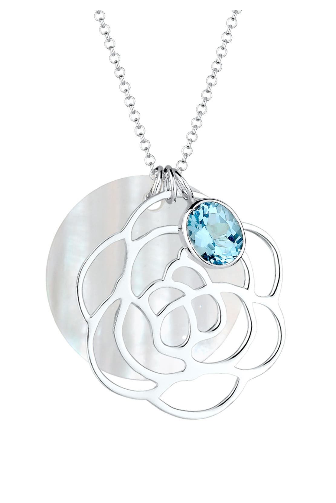 ELLI Kette Blume Topas Hellblau 925 Sterling Silber Hellblau, Bild 1