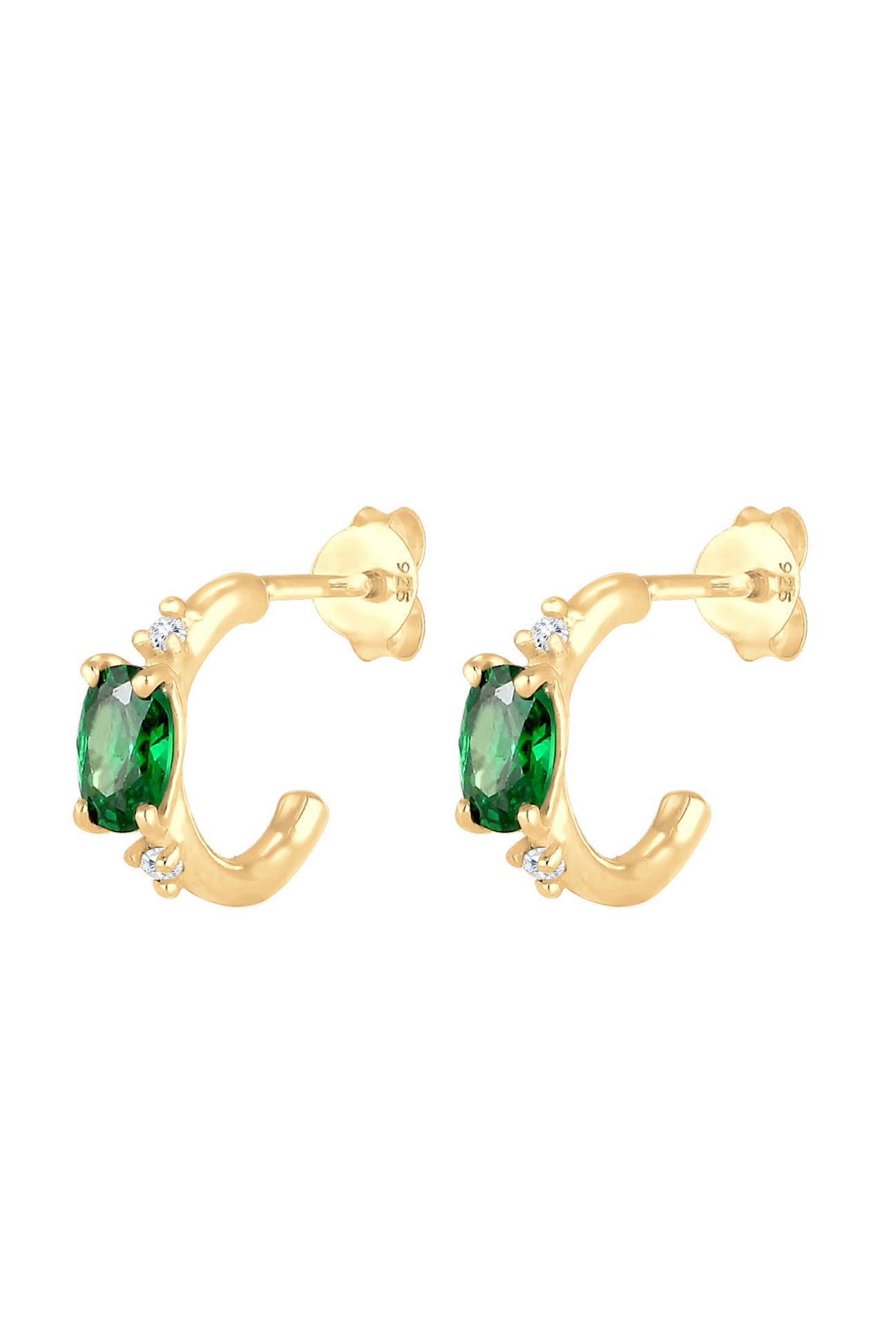ELLI Ohrringe Creole Ohrstecker Zirkonia Grün 925 Sterling Silber Gold, Bild 1