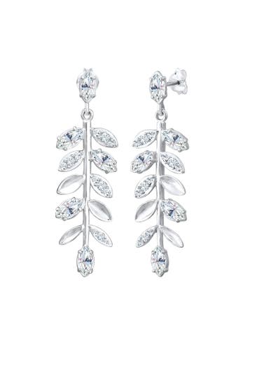 ELLI PREMIUM Ohrringe Ohrhänger Blatt mit Kristallen von Swarovski® 925 Silber Silber