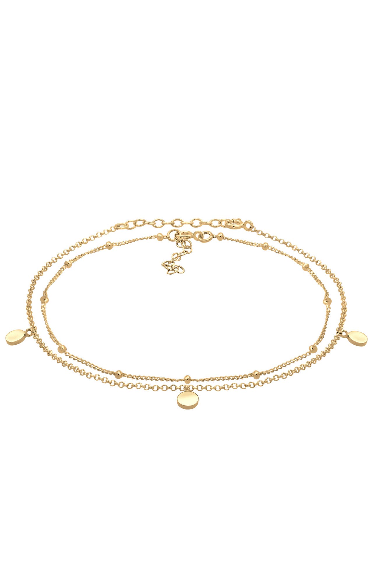 ELLI Fußschmuck Duo Set Kugelkette Plättchen Sommer 925 Silber, Bild 1