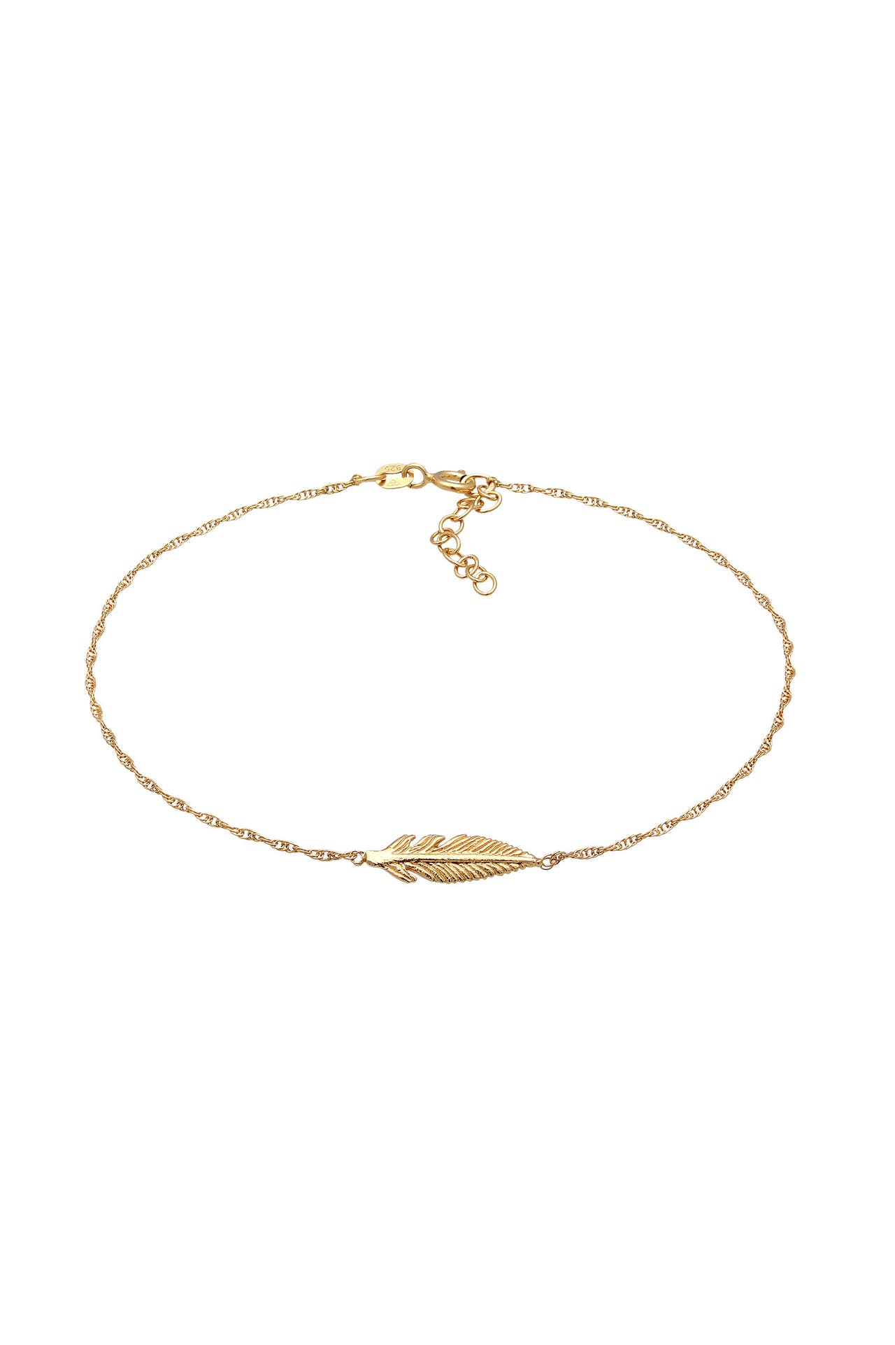 ELLI Fusskettchen Feder Festival Boho 925 Silber Gold, Bild 1