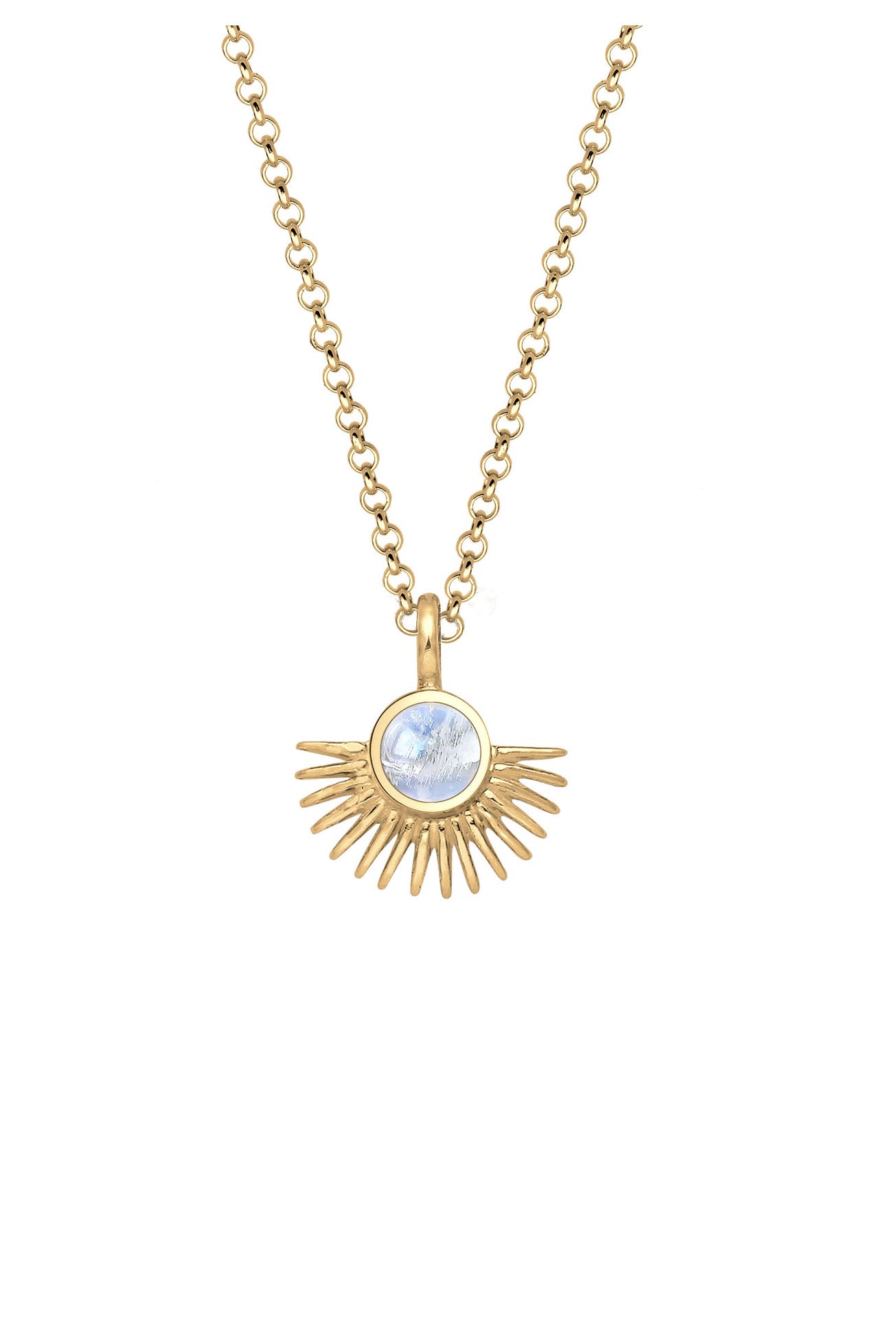ELLI Kette Sonne Mondstein Weiß 925 Sterling Silber Gold, Bild 1