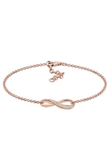 ELLI Armband Infinity/Unendlichkeit mit Zirkonia 925 Silber Rosegold