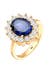 Ring Cocktailring Zirkonia Synthetischer Saphir Blau 925 Sterling Silber Gold