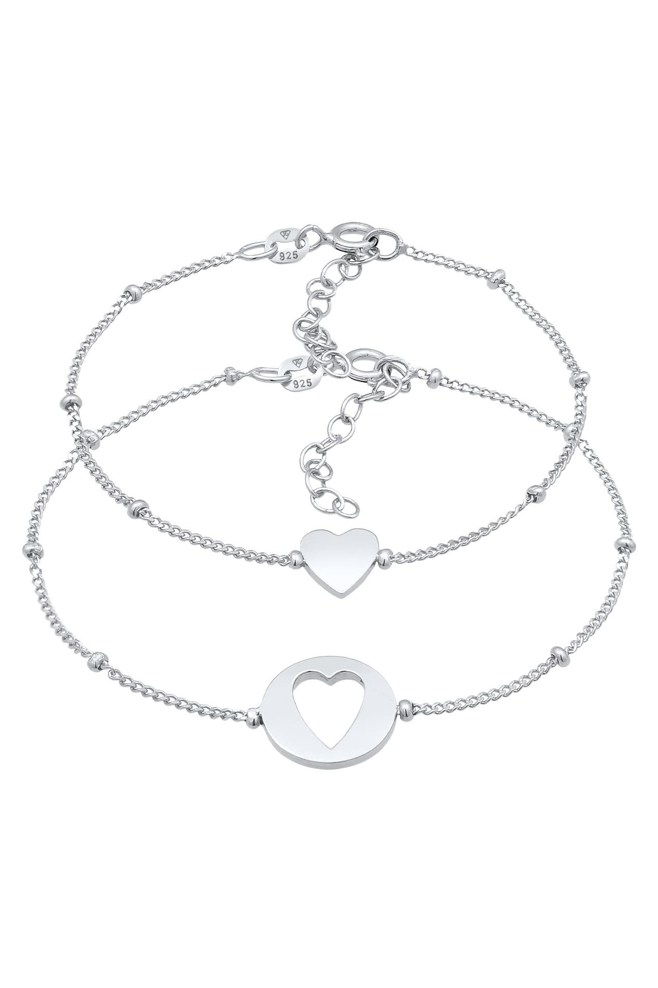 ELLI Armband Herz Liebe Cut Out Mutter Kind Set 925 Silber Silber, Bild 1