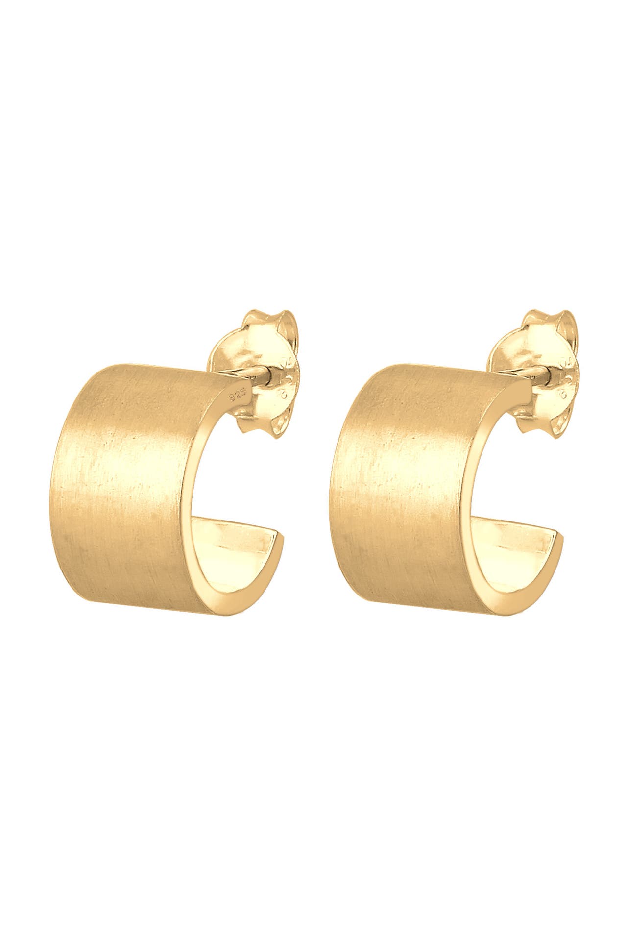 ELLI Ohrringe Ohrstecker Halbcreolen Matt Modern 925 Sterling Silver Gold, Bild 1