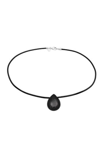 KUZZOI Kette Choker Satin Türkis Edelstein Tropfen 925 Silber Schwarz