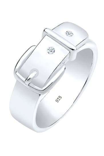 ELLI DIAMONDS Ring Gürtel Diamant Weiß Brillantschliff (0.03 ct) 925 Sterling Silber Weiß