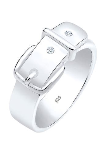ELLI DIAMONDS Ring Gürtel Diamant Weiß Brillantschliff (0.03 ct) 925 Sterling Silber Weiß