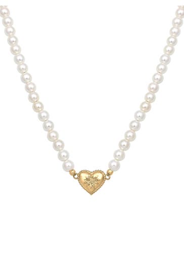 ELLI Kette Elli Perle Herz Edelweiss 925 Silber Gold