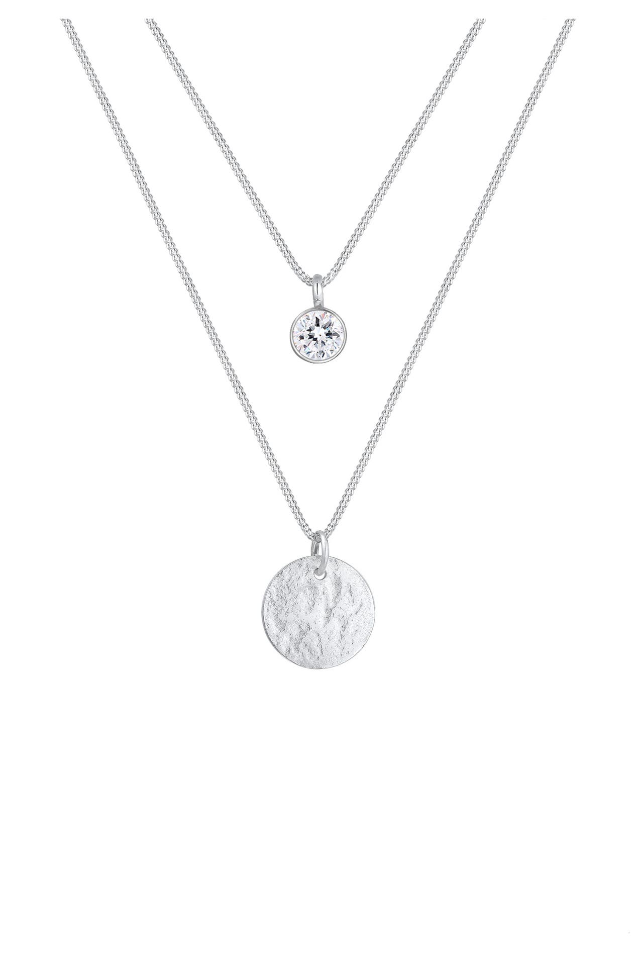 ELLI Kette Layer Plättchen mit Kristallen von Swarovski® 925 Silber Silber, Bild 1