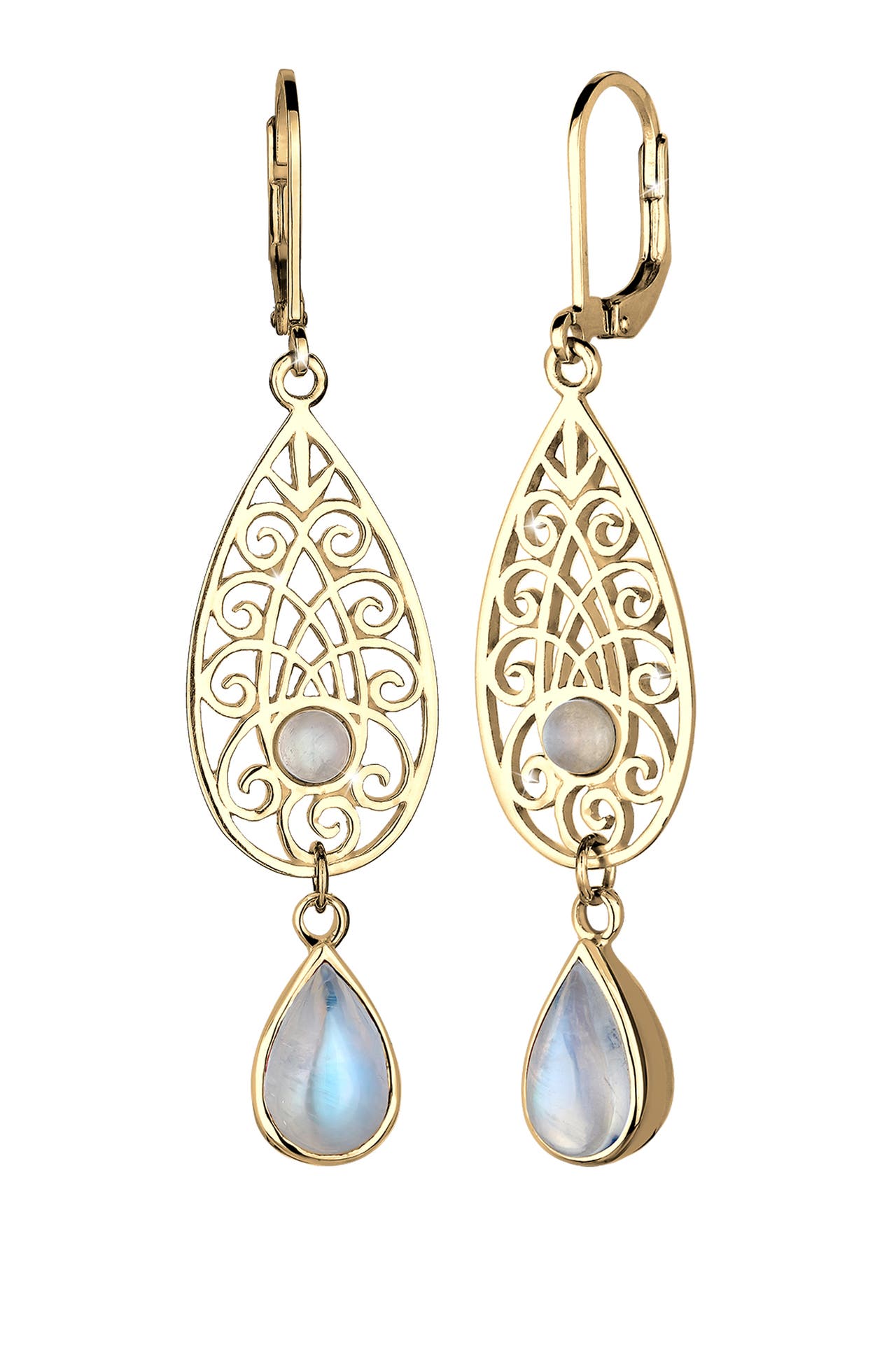 ELLI Ohrringe Mondstein Tropfen Ornamente 925 Silber Gold, Bild 1