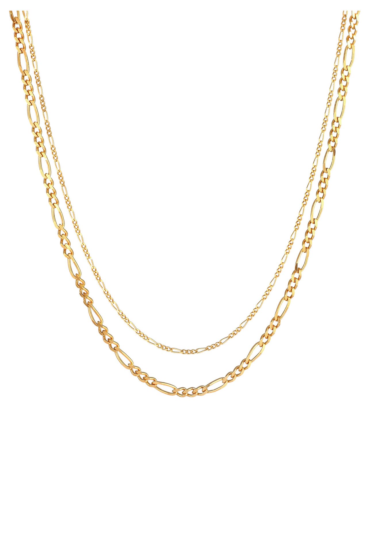 ELLI PREMIUM Kette Figaro Layer Kette Basic 925 Silber Gold, Bild 1