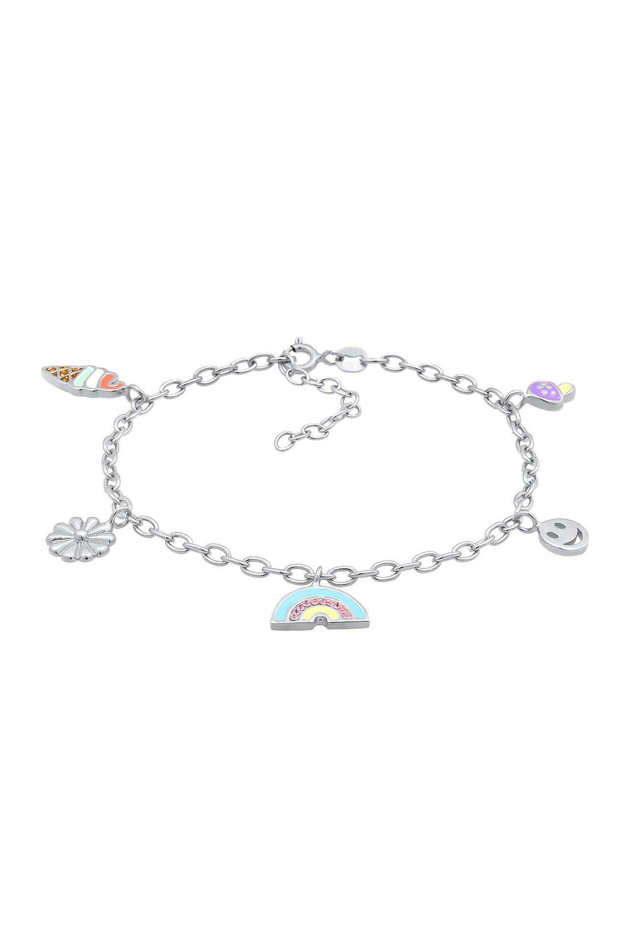 ELLI Armband Smiling Blume Pilz Eis Emaille Anhänger 925 Silber Silber, Bild 1
