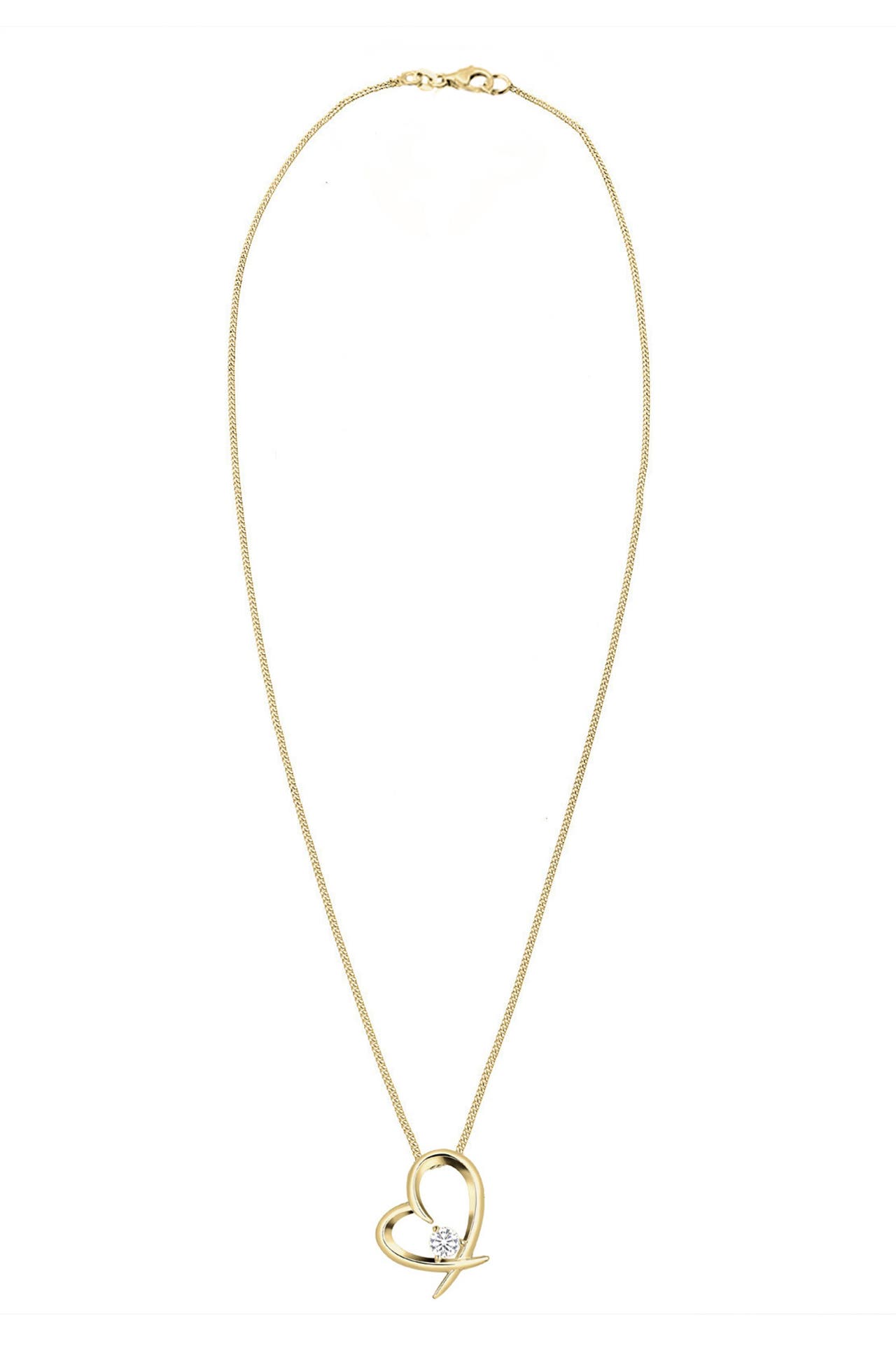 ELLI Kette Herz Geschwungen Zirkonia 925 Silber Gold, Bild 1