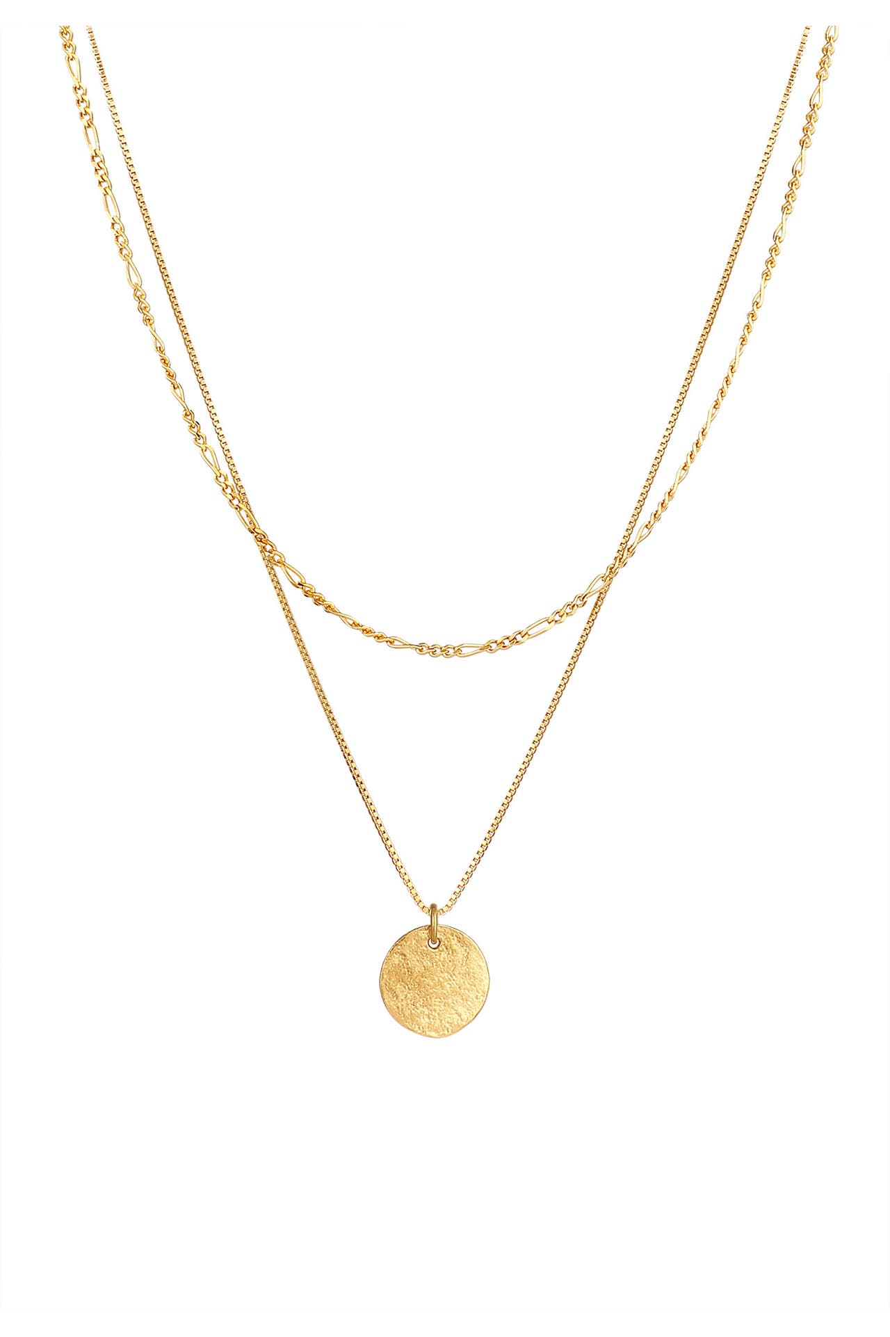 ELLI Kette Layer Münze Figaro Boho 925 Silber Gold, Bild 1