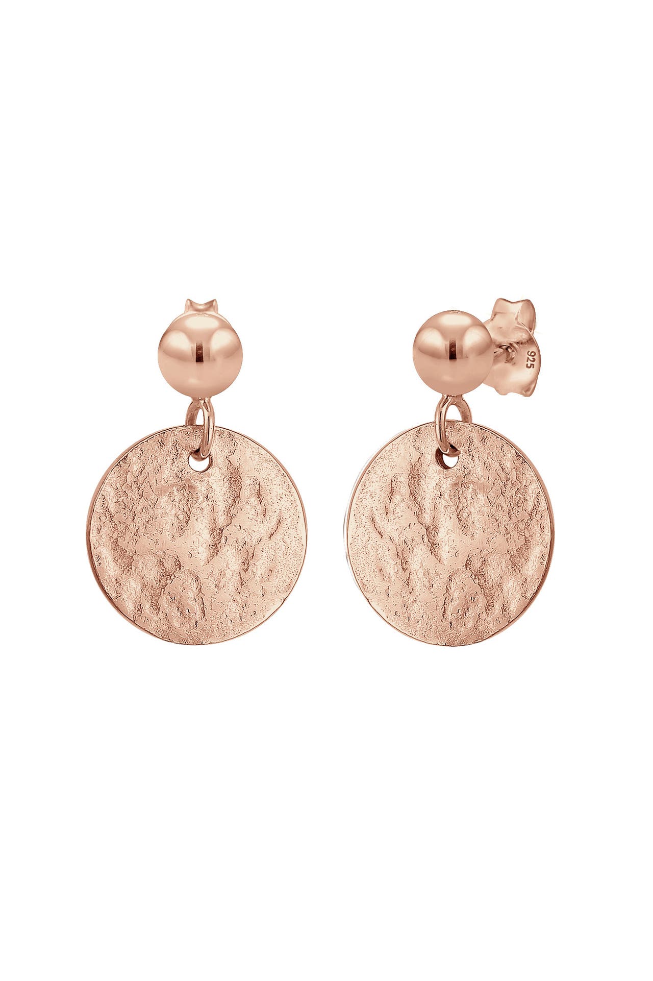 ELLI Ohrringe Ohrhänger Plättchen Gehämmert Matt 925er Silber Rosegold, Bild 1