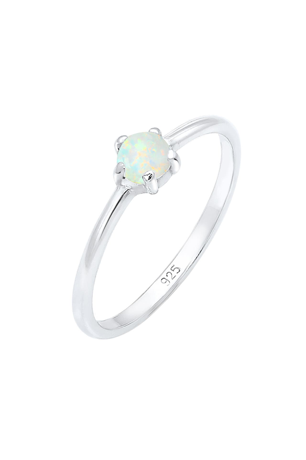 ELLI Ring Silberring mit synth. Opal rund 925er Silber Silber, Bild 1