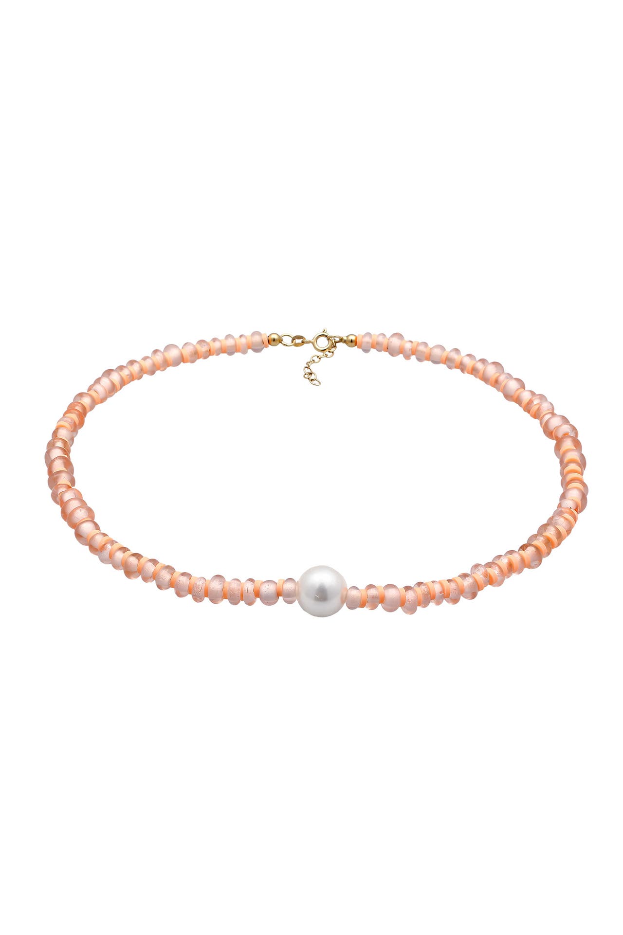 ELLI Kette Glas Perlen Heishi Disc Muschelkernperle 925 Silber Rosa, Bild 1