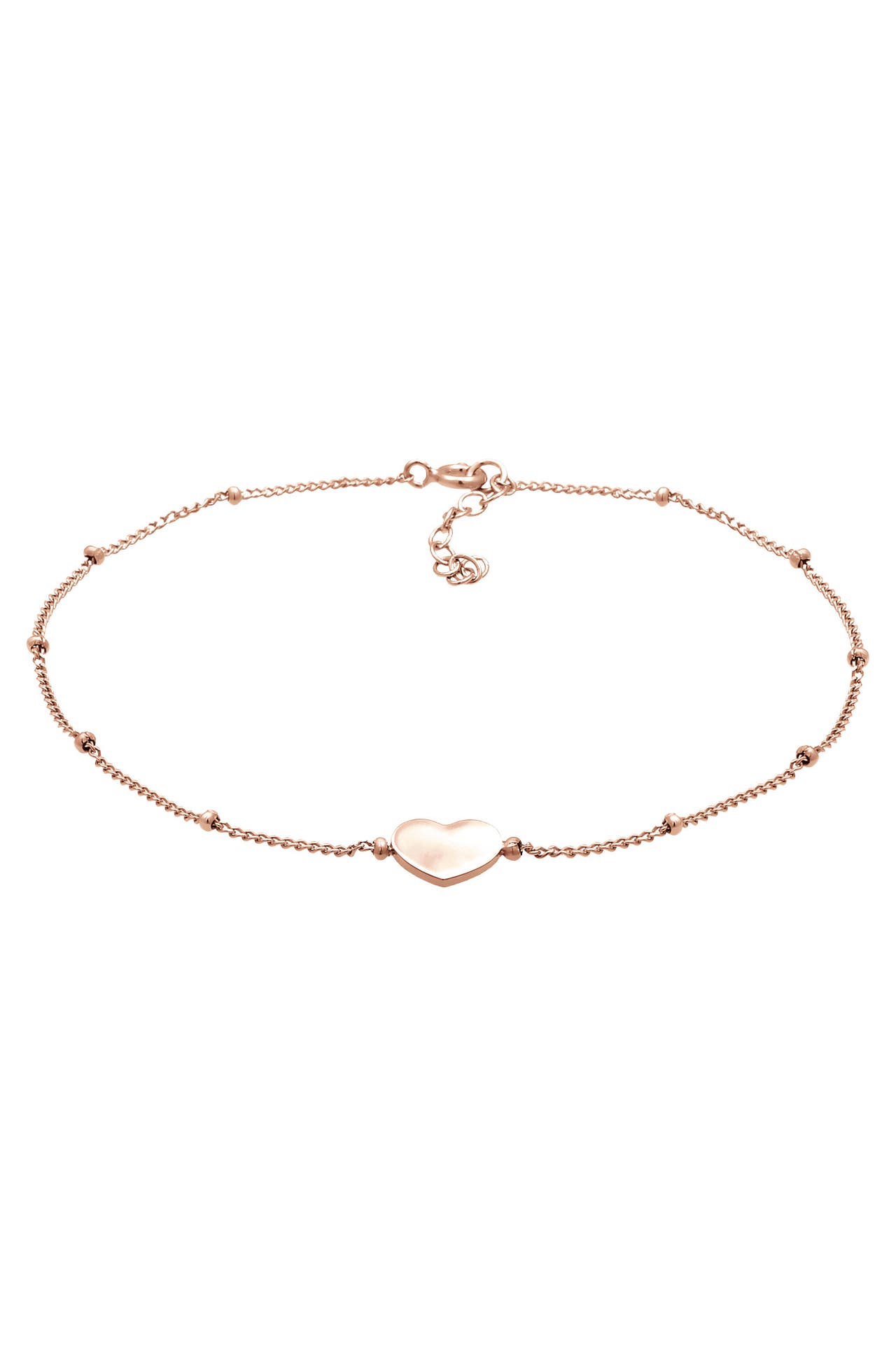 ELLI Fusskettchen Herzchen Kugelkette Verspielt Sommer 925 Silber Rosegold, Bild 1