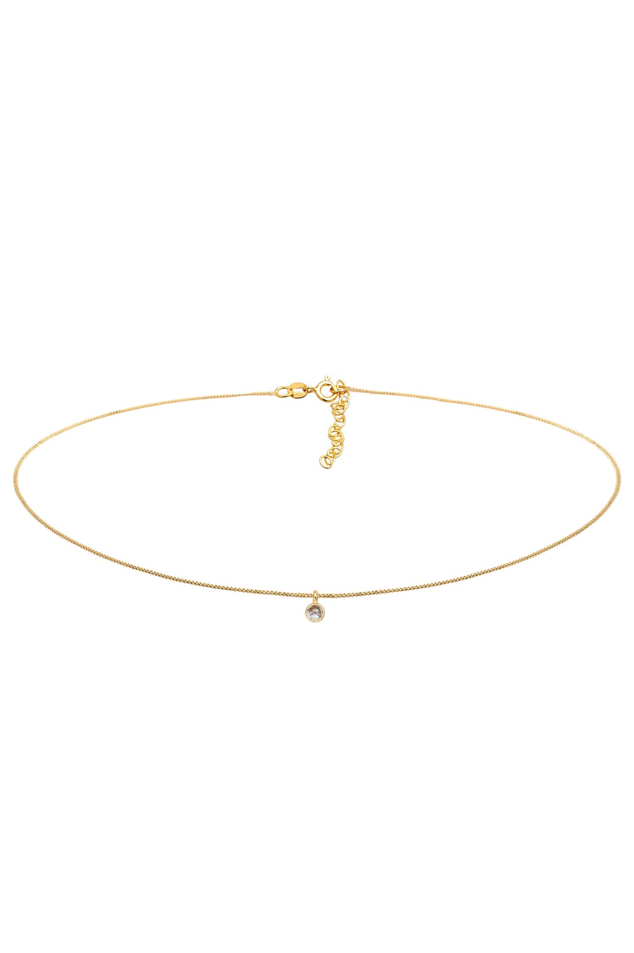 ELLI Kette Choker Turmalin Quarz Anhänger Rund 925 Silber Gold, Bild 1