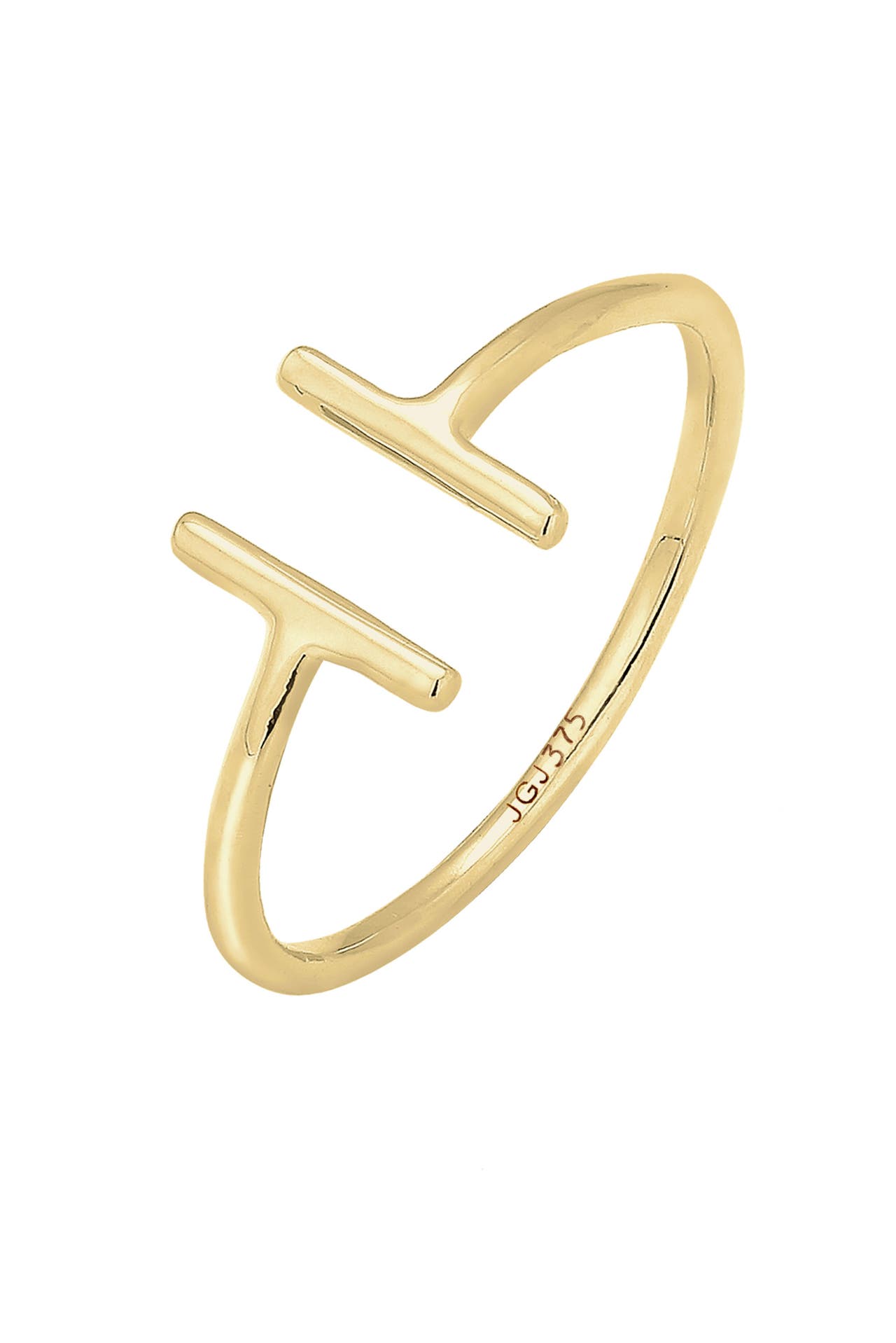ELLI PREMIUM Ring Geo Trend Look Statement Offen 375 Gelbgold Gold, Bild 1