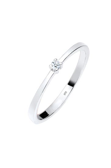 ELLI DIAMONDS Ring Solitär Diamant Weiß (0.03 ct) 925 Sterling Silber Weiß