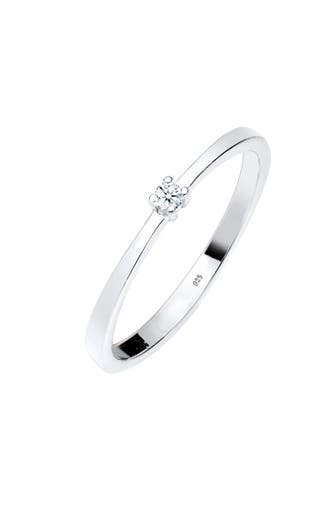 ELLI DIAMONDS Ring Solitär Diamant Weiß (0.03 ct) 925 Sterling Silber Weiß