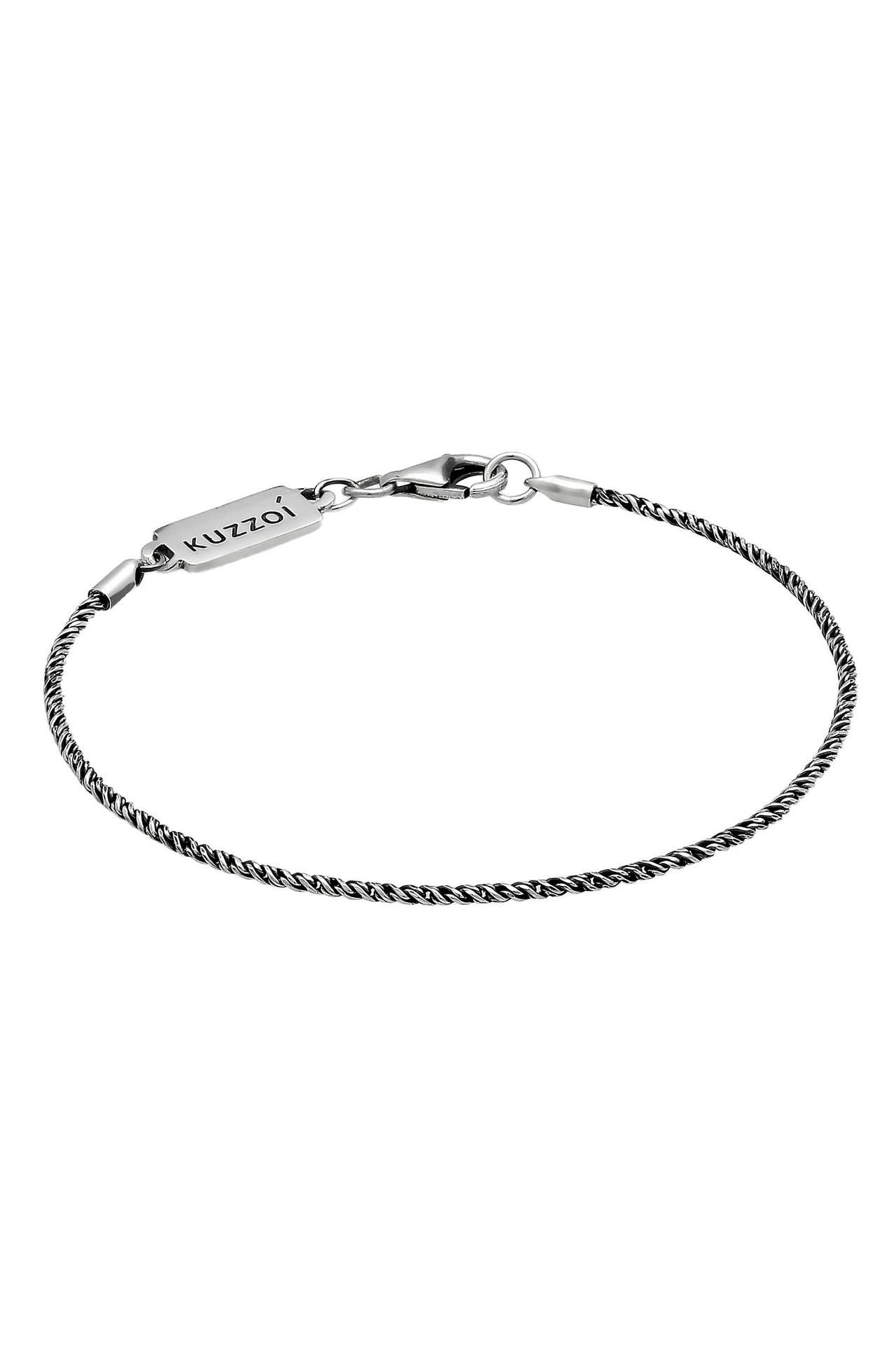 KUZZOI Armband Herren Basic Kordelkette Gedreht 925 Silber Schwarz, Bild 1