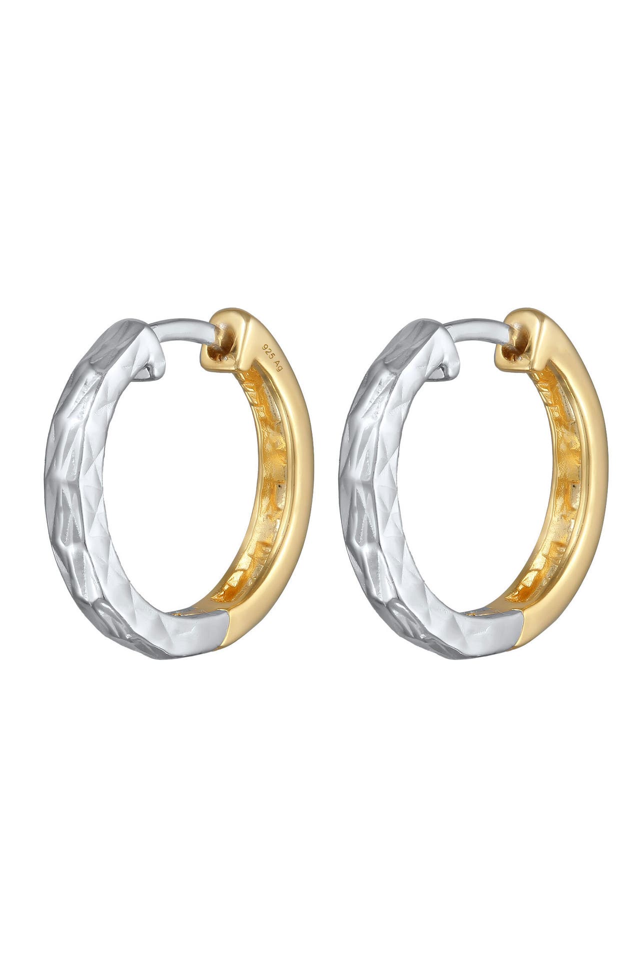 ELLI Ohrringe Creolen Struktur Bicolor 925 Sterling Silber Zweifarbig, Bild 1