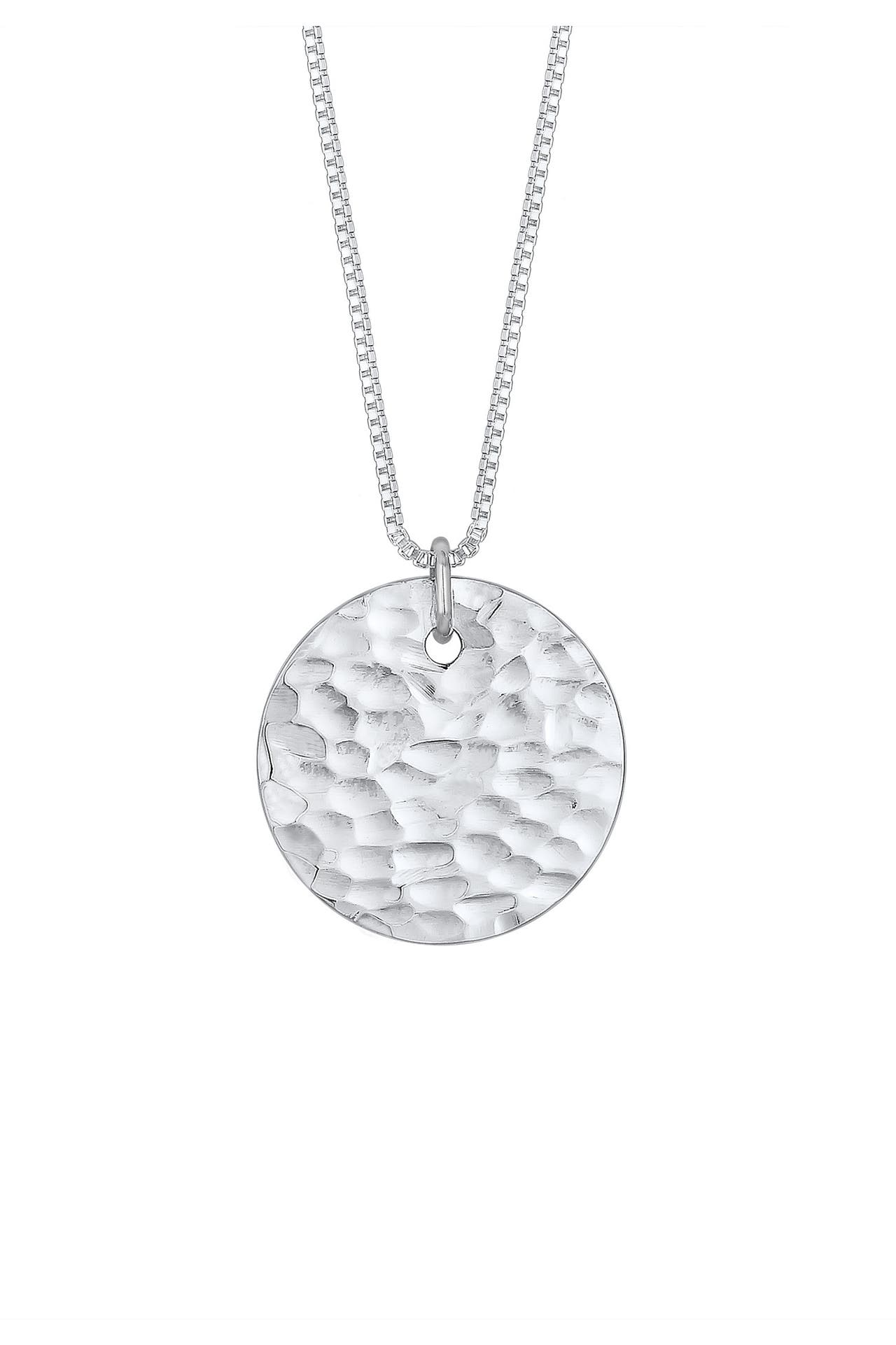ELLI Kette Plättchen Kreis Rund Gehämmert 925 Silber Silber, Bild 1