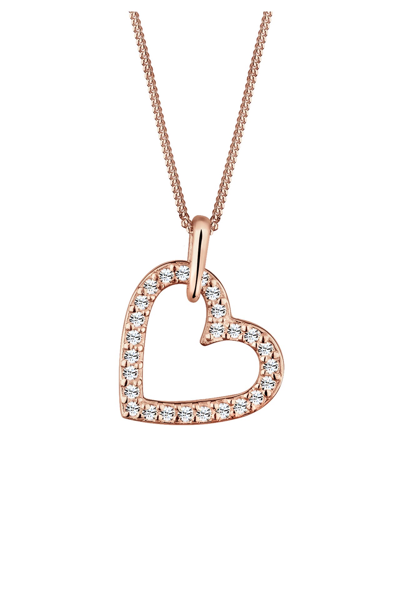 ELLI Kette Herz Anhänger 925 Silber, mit Kristallen von Swarovski® Rosegold, Bild 1