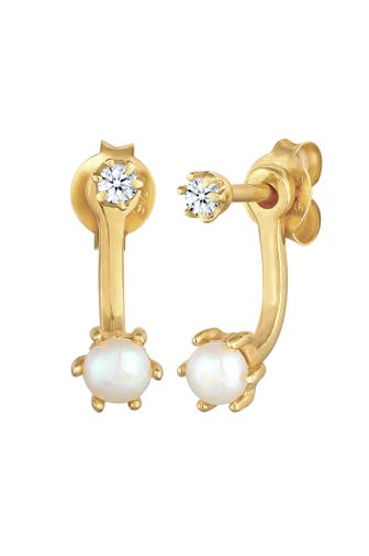 ELLI DIAMONDS Ohrringe Ear Jacket Diamant Süßwasserzuchtperle 925 Silber Gold