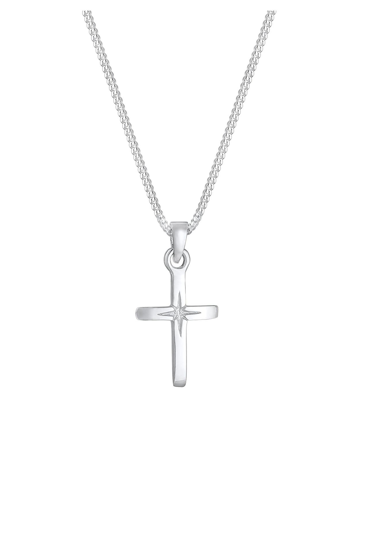 ELLI Kette Kreuz Anhänger Klassik Kommunion 925 Silber Silber, Bild 1