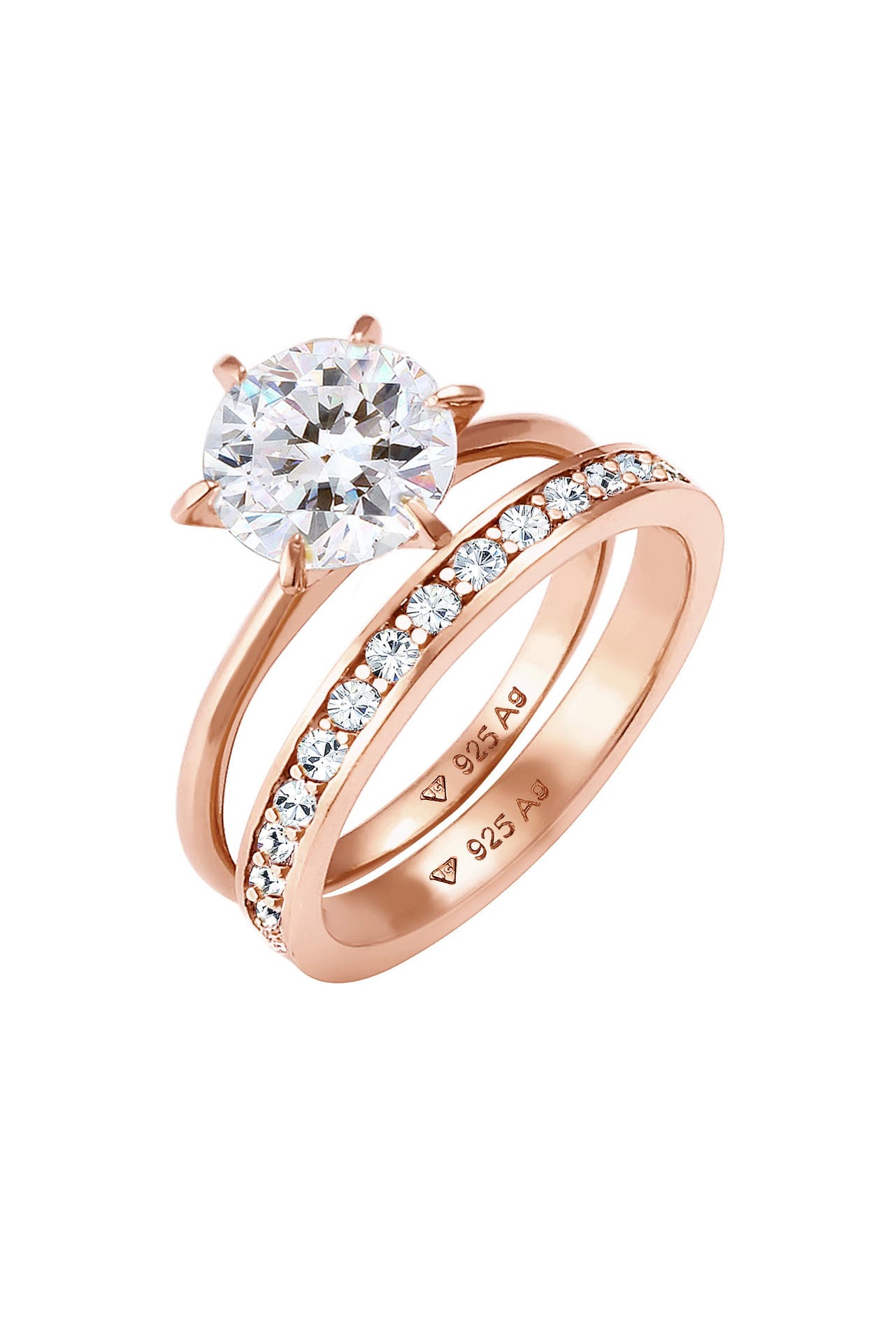 ELLI Ring Eternity Set 925 Silber, mit Kristallen von Swarovski® Rosegold, Bild 1