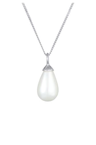 NENALINA Kette Anhänger Muschelkernperle Tropfen 925 Silber Silber