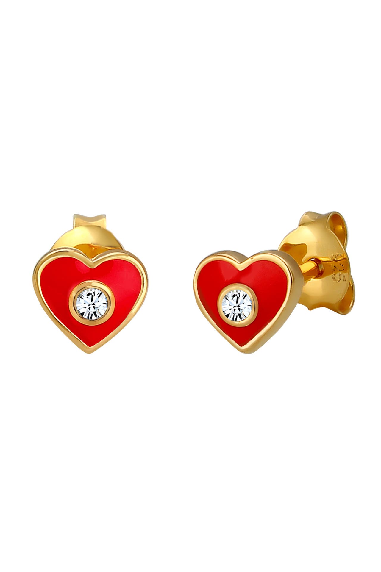 ELLI Ohrringe Ohrring Kinder Herz Emaille 925 Sterling Silber, mit Kristallen von Swarovski®, Bild 1