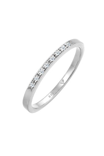ELLI DIAMONDS Ring Bandring Verlobung Diamant (0.04 ct) 585 Weißgold Weiß