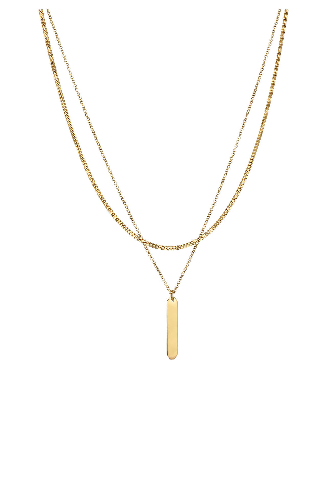 ELLI Kette Layer Label Plätte Geo 925 Silber Gold, Bild 1