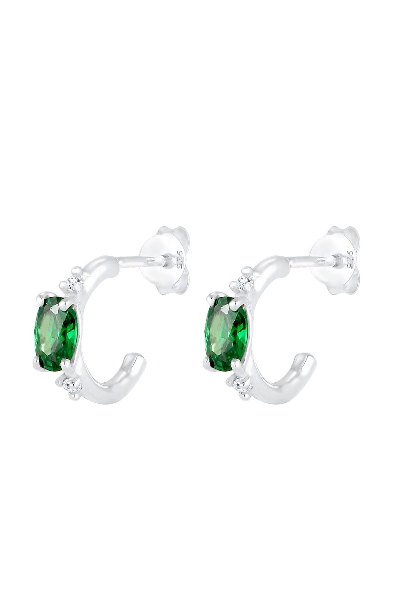ELLI Ohrringe Creole Ohrstecker Zirkonia Grün 925 Sterling Silber Silber, Bild 1