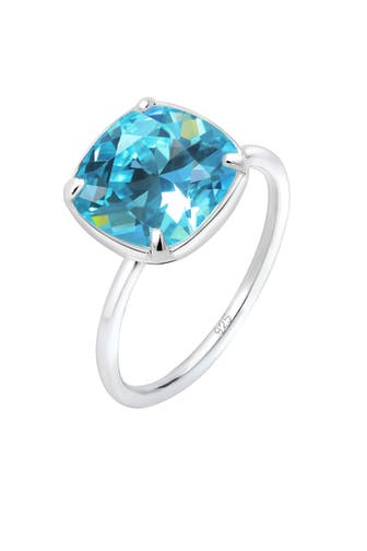 ELLI Ring Verlobungsring Glas Kristalle Hellblau 925 Sterling Silber Silber