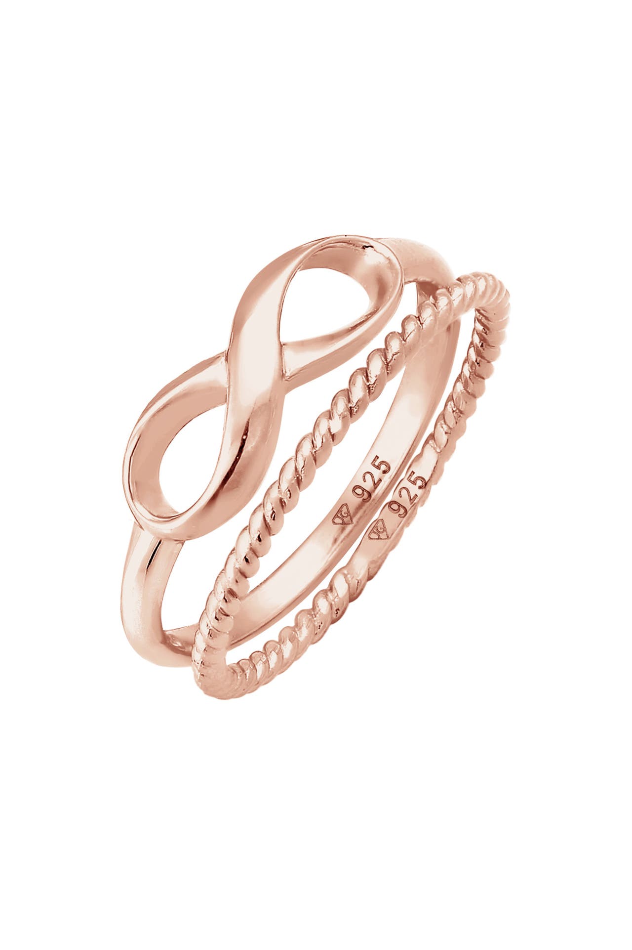 ELLI Ring Infinity Bandring Gedreht Stapelring Set 925 Silber Rosegold, Bild 1