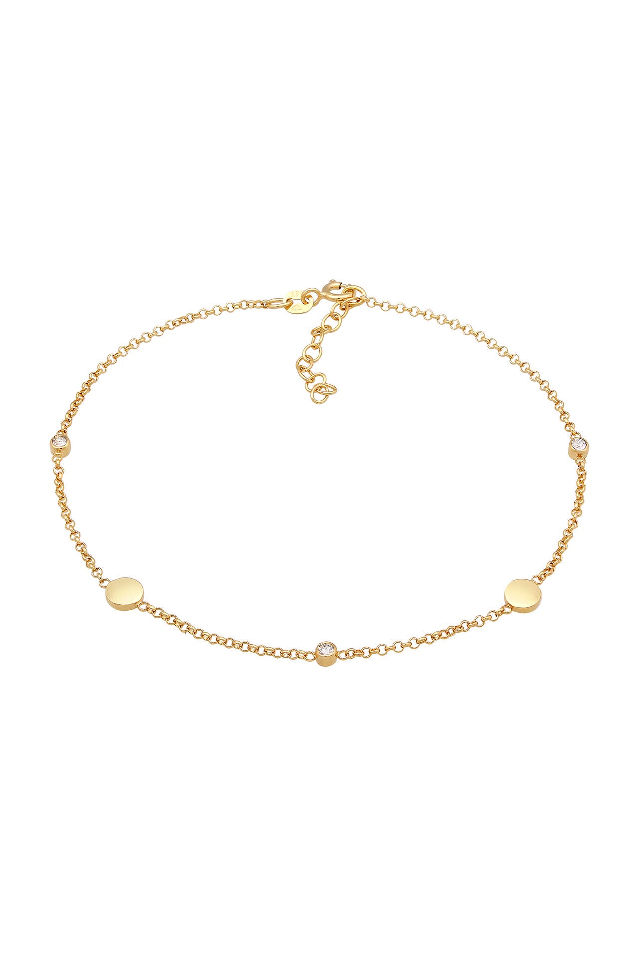 ELLI Fusskettchen Plättchen Basic 925 Silber, mit Kristallen von Swarovski® Gold, Bild 1