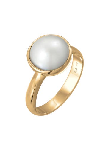 NENALINA Ring Damenring Mabe Perle Klassisch Edel 925 Silber Gold