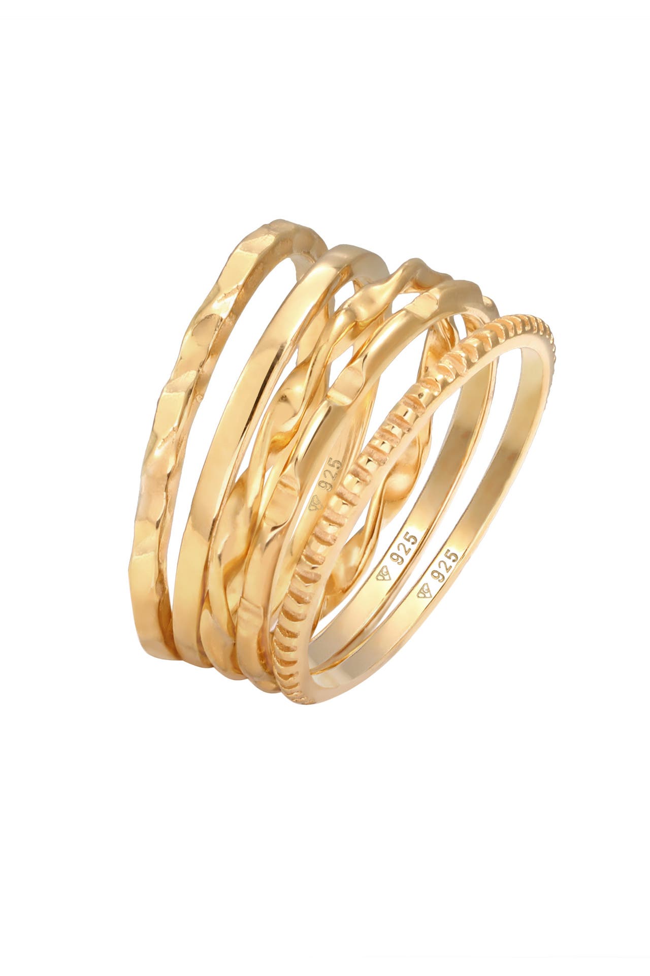 ELLI Ring Stapelringe Stacking Basic 5er Set 925 Silber Gold, Bild 1