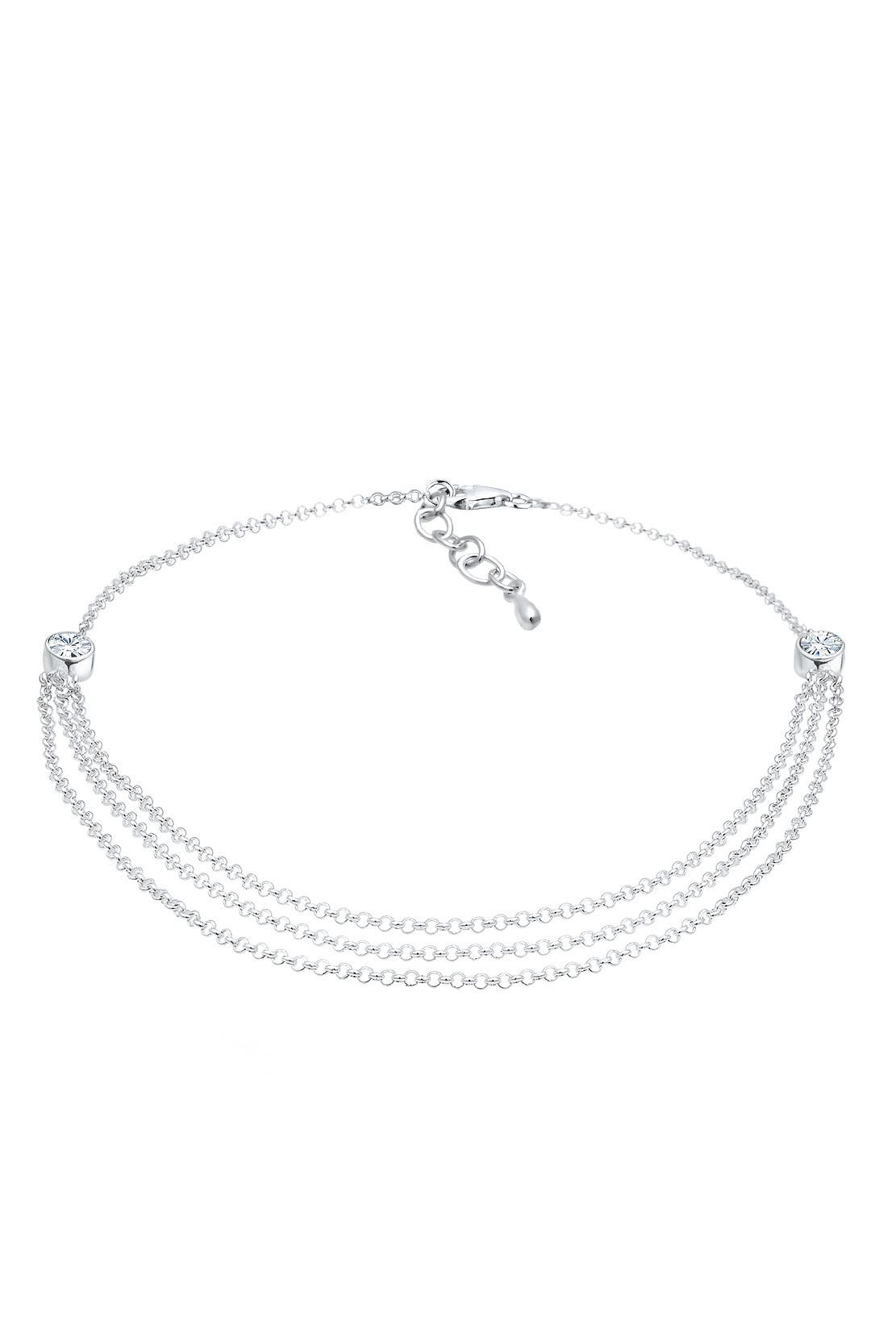 ELLI Fusskettchen Solitär Sommer Kristalle 925 Silber Silber, Bild 1